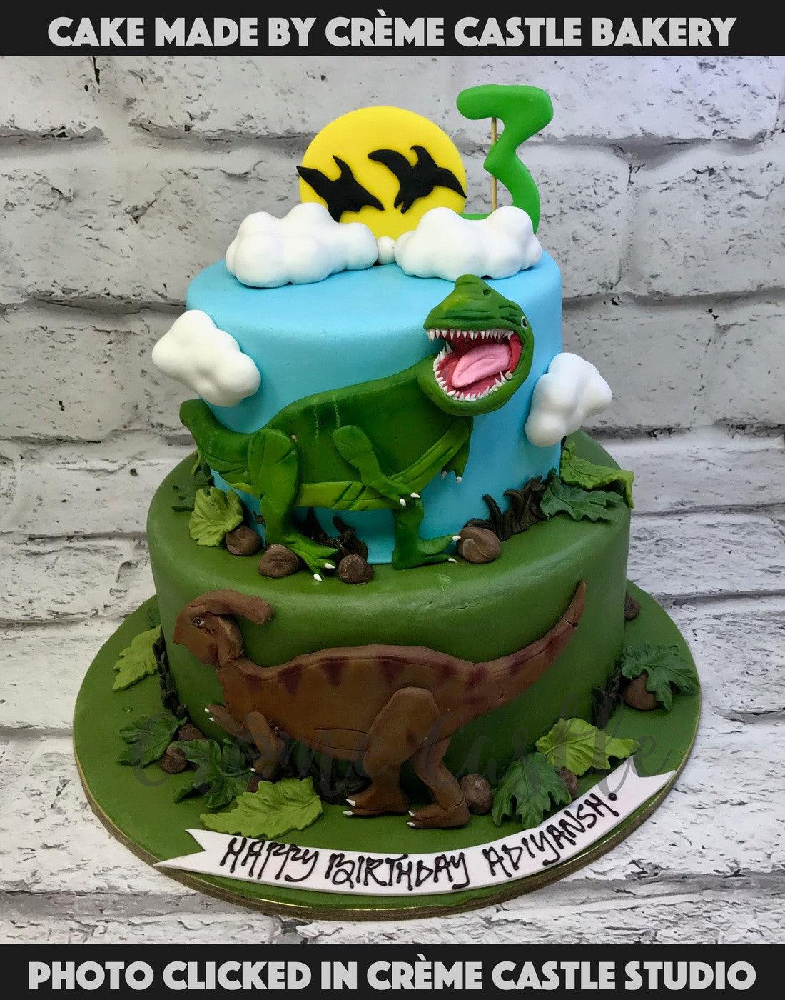 Dino Green Cake - Creme Castle