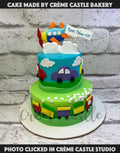 Car ride double tier Cake