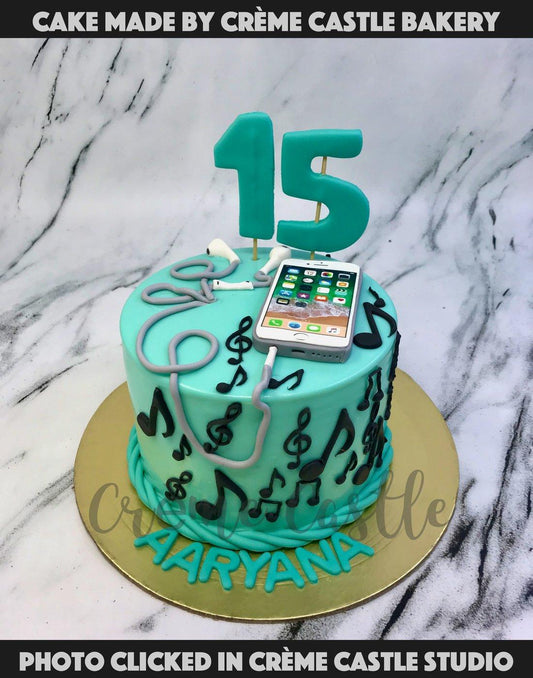 Musical Teal Cake - Creme Castle