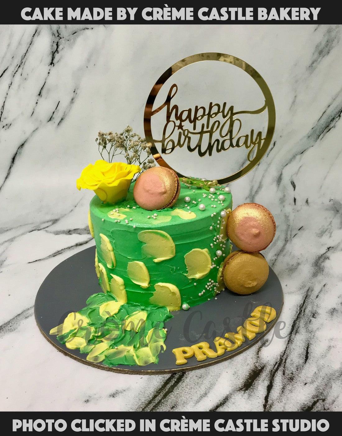 Green Macaron Cake - Creme Castle