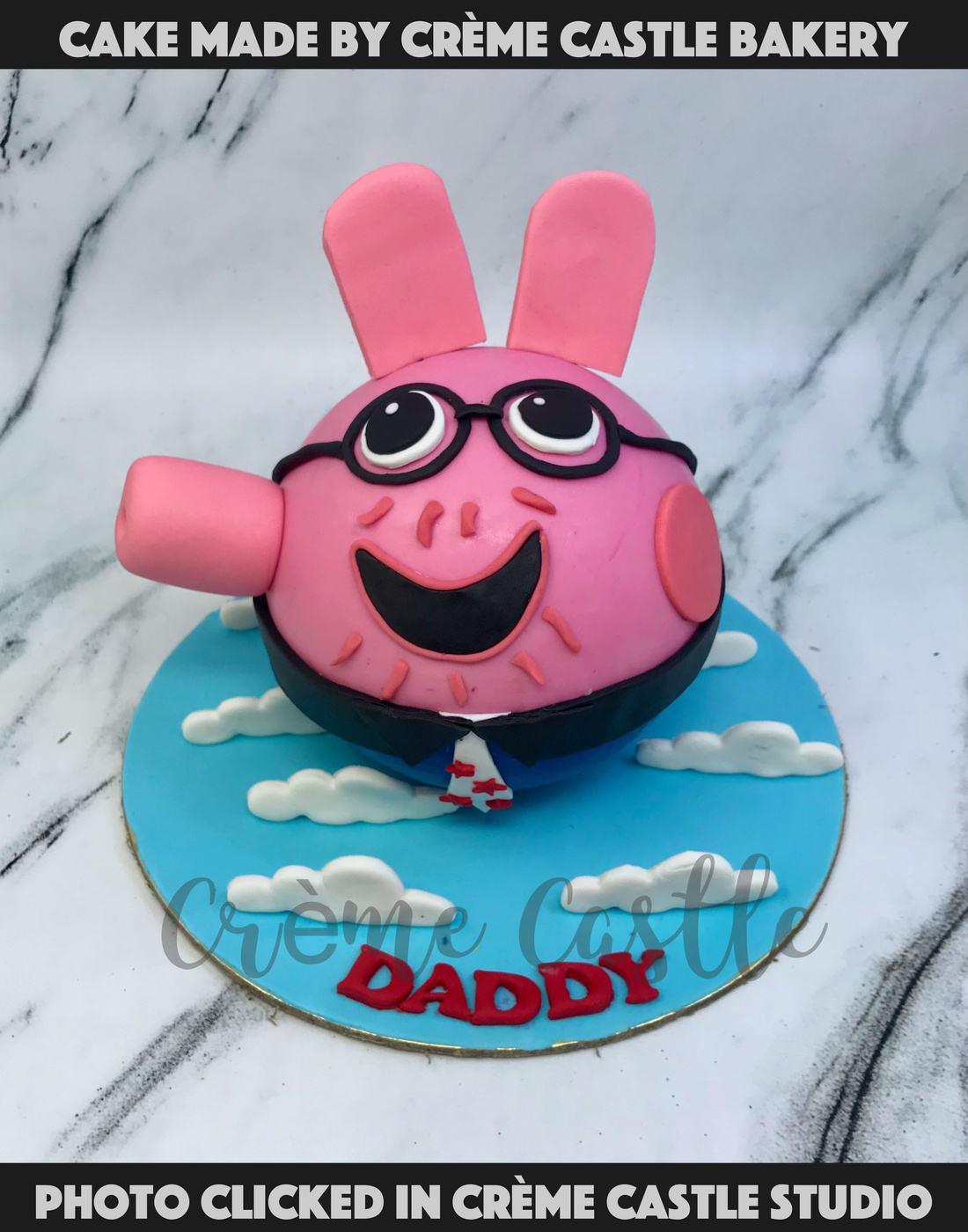 Daddy Pig Pinata Cake - Creme Castle