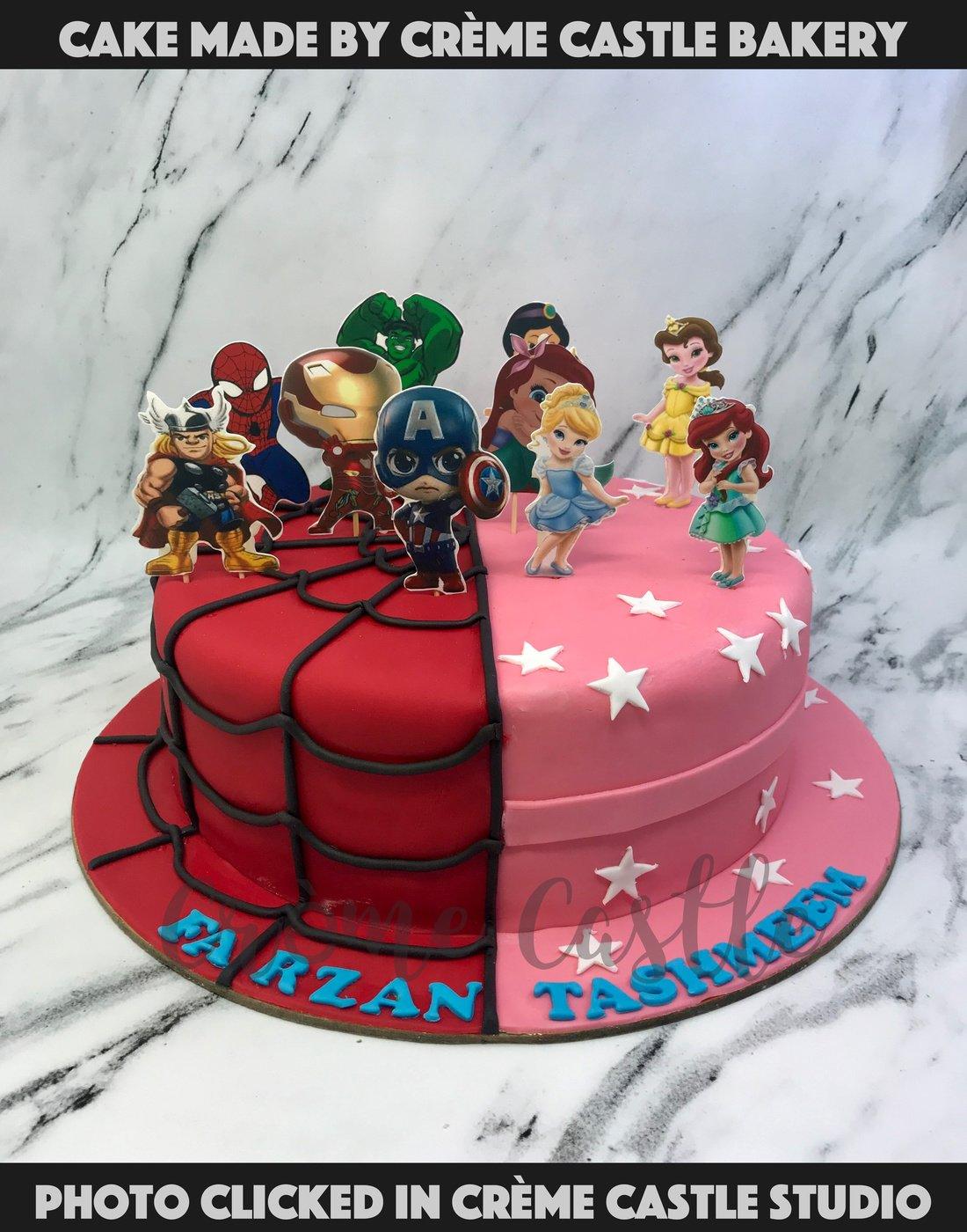 Elsa and Spiderman cake!#frozen #elsa #spiderman | Twin birthday cakes,  Frozen birthday party cake, Spiderman birthday cake