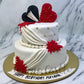 Red and Black Heart Cake | Creme Castle