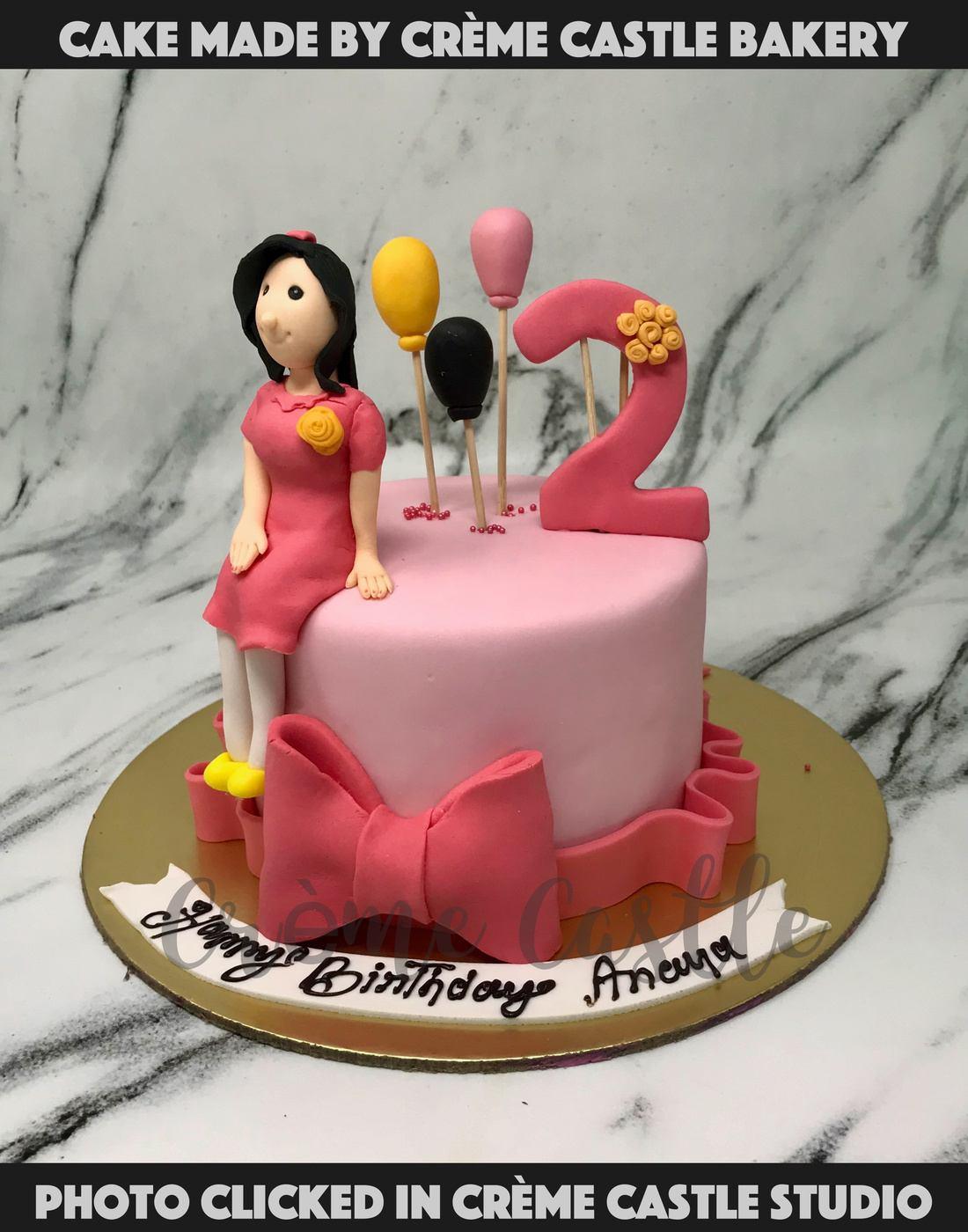 Pink Bow and Balloons Cake - Creme Castle
