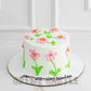 White and Pink Floral Art Cake - Creme Castle