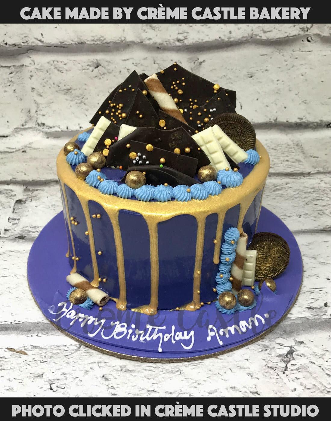 Purple and Gold Cake - Creme Castle