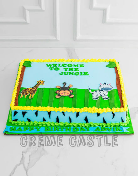 Jungle Rectangle Cake - Creme Castle