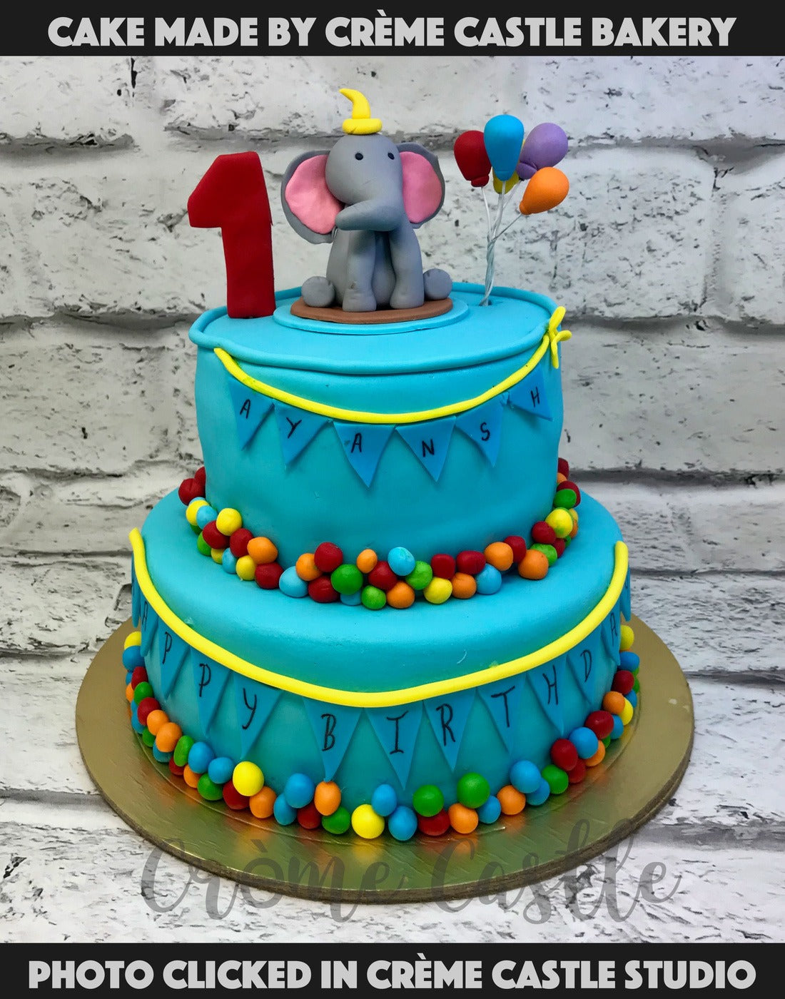 Blue Elephant Tier Cake