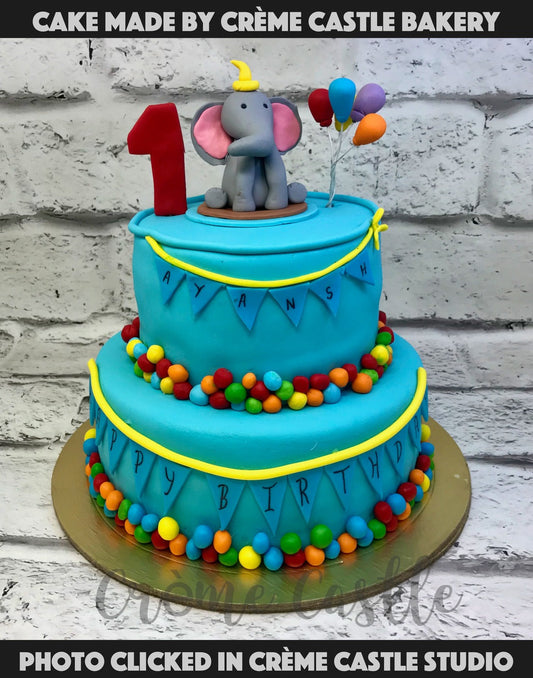 Blue Elephant Tier Cake