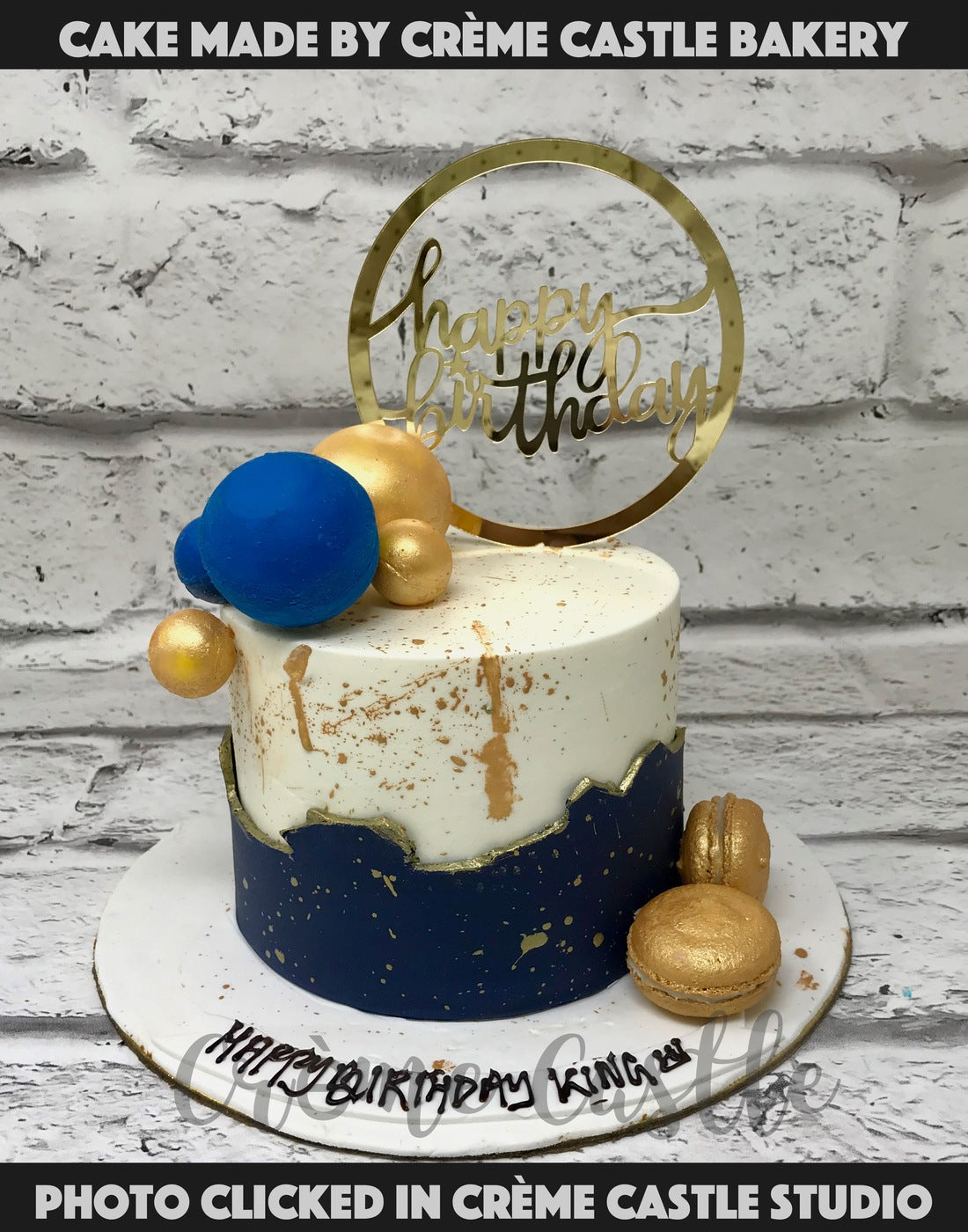 3-Tier Royal Blue & Gold Cake — Eat With Arli
