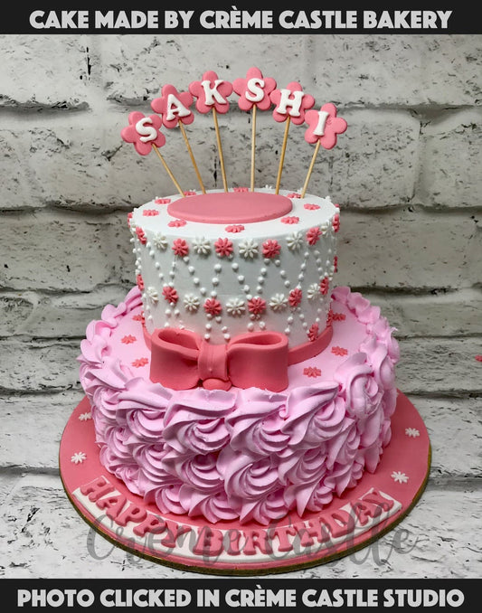 Row Bow Name Cake