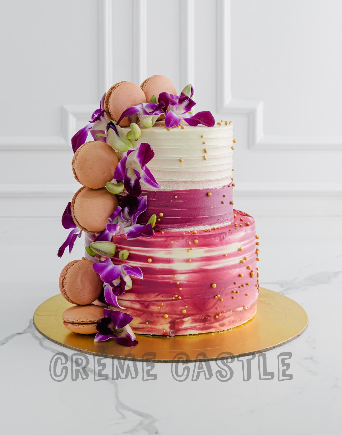 Wedding Cake in Macaron Theme by Creme Castle