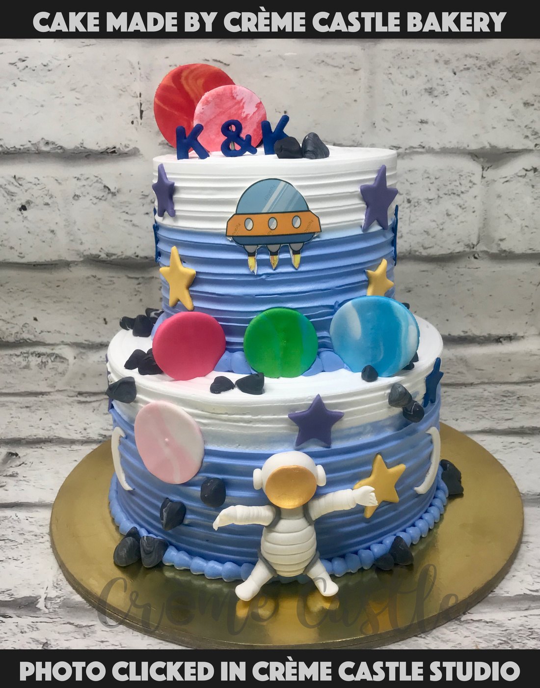 Space theme Cake with Astronaut by Creme Castle