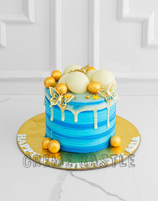 Blue and Gold Cake