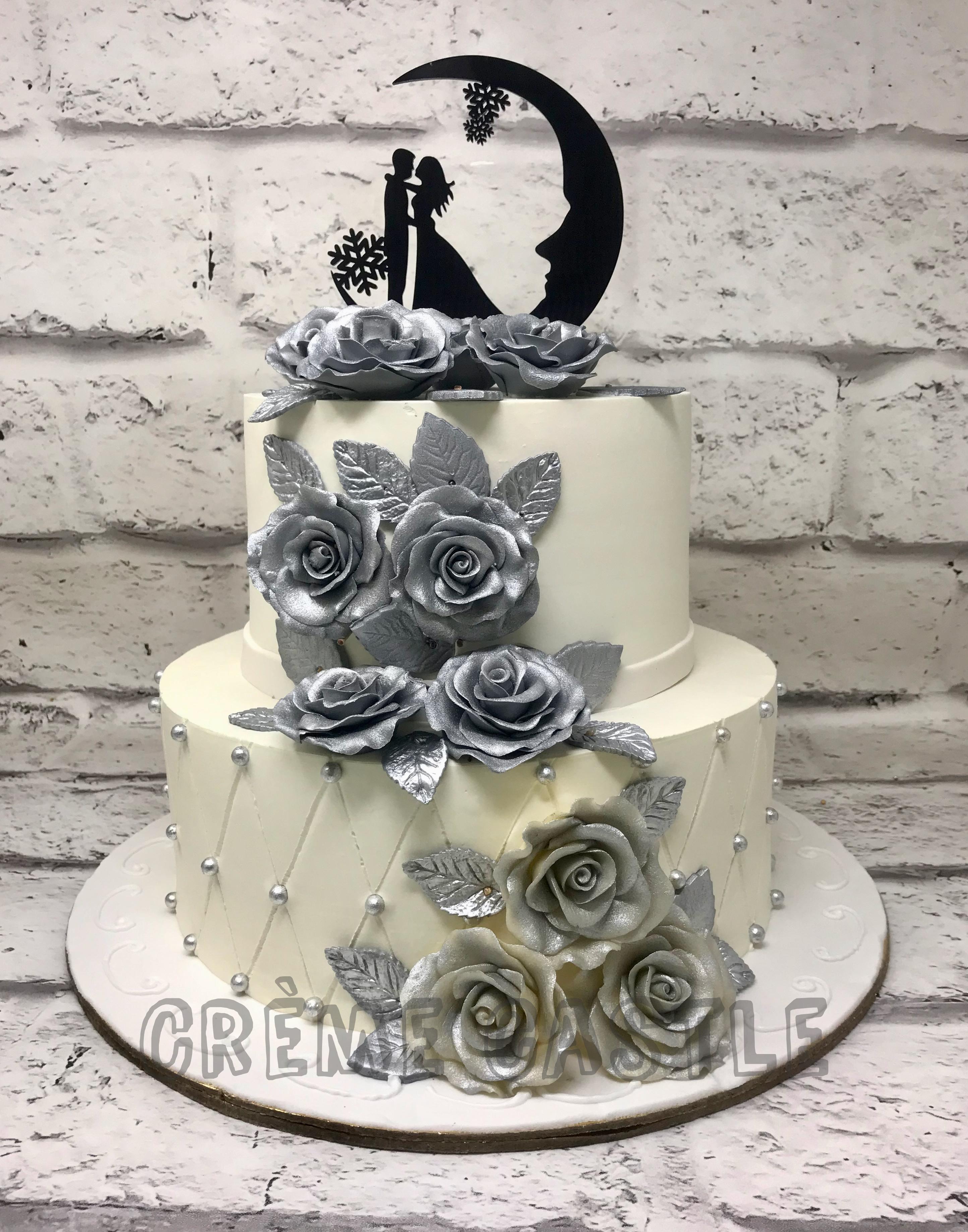 Silver Wedding Anniversary Personalised Cake Topper - Etsy