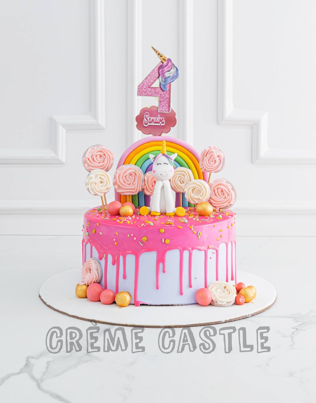 Unicorn Theme Cake in Drip by Creme Castle