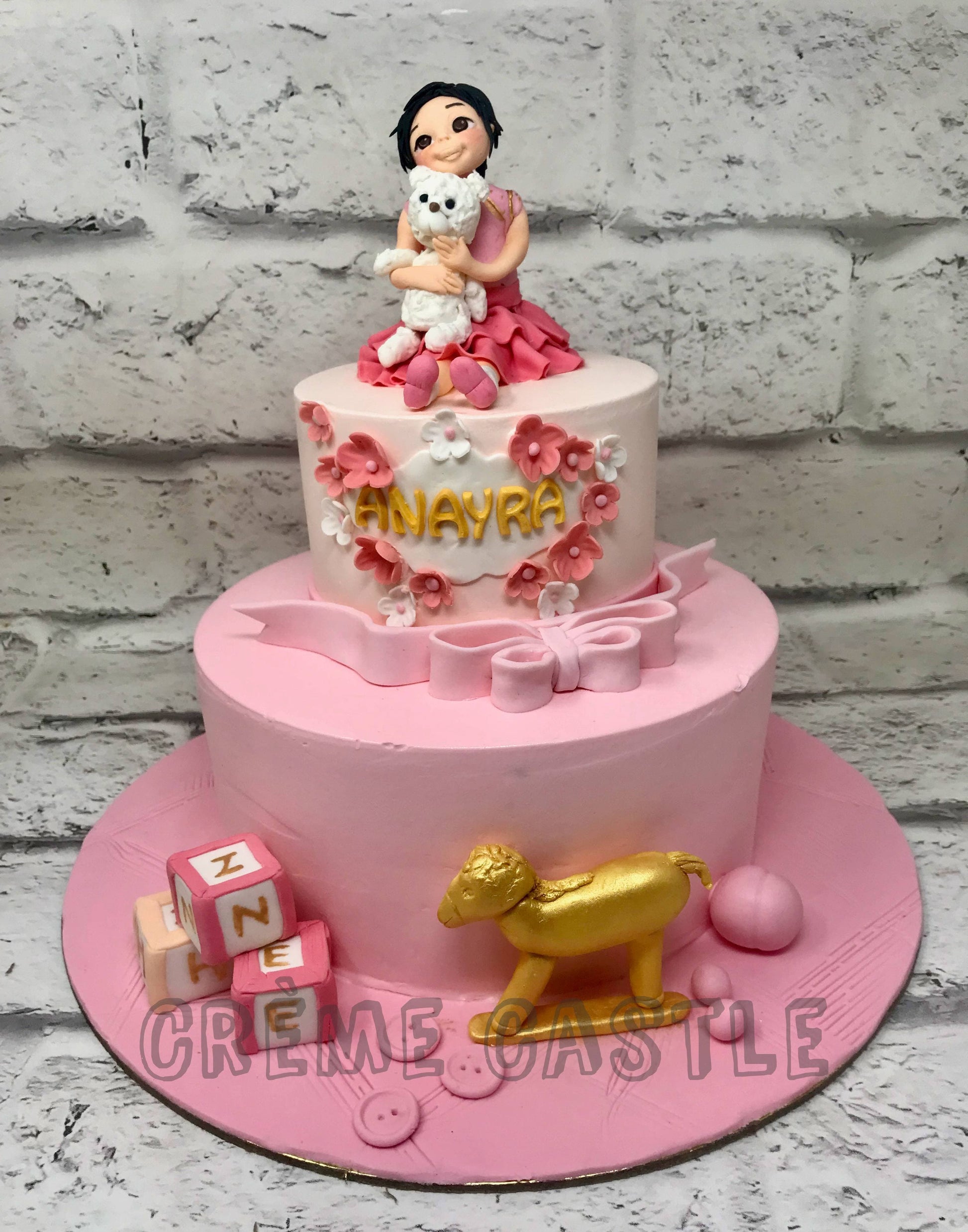 Girl Teddy Cake Creme Castle