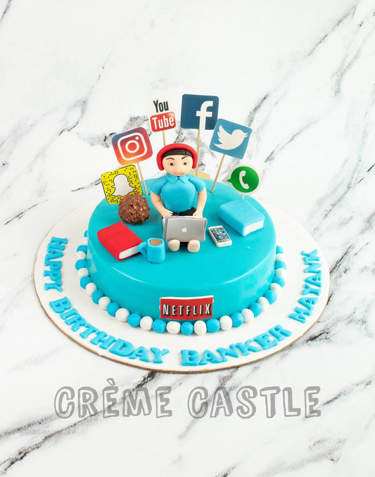 Workaholic Theme Cake with Social Media by Creme Castle