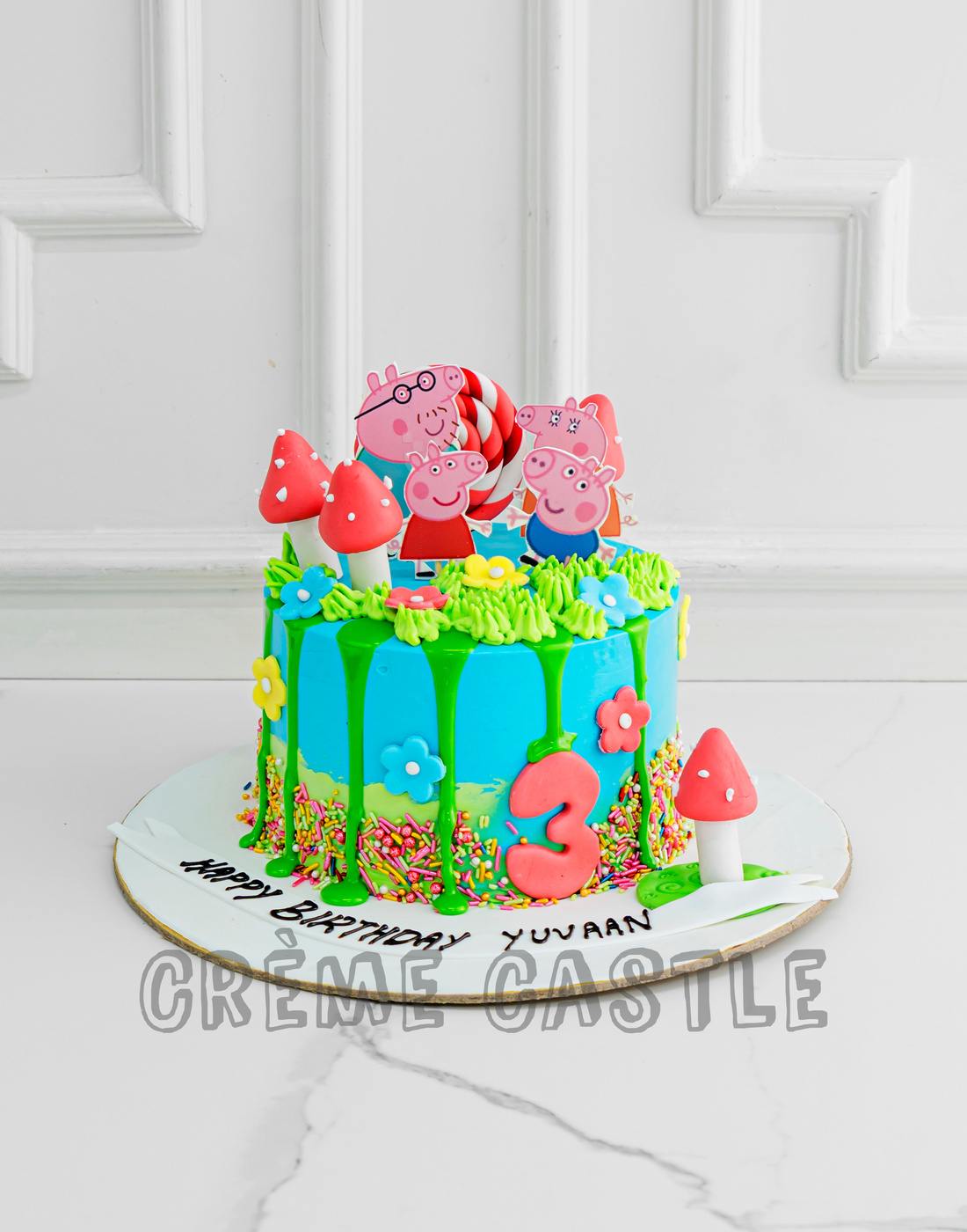 Peppa Pig and George Inspired Rainbow Cake
