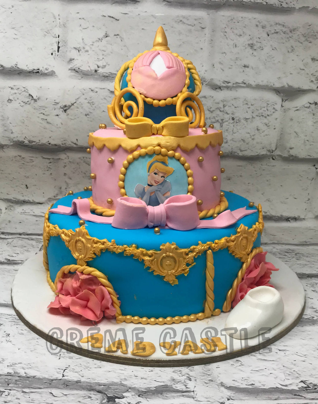 Cinderella Theme 2 Tier Cake by Creme Castle