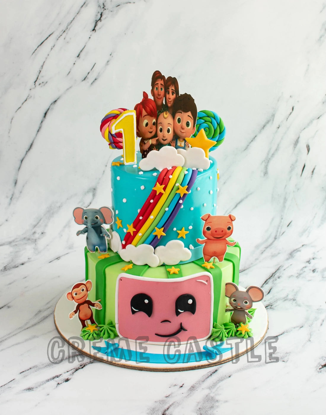 Cocomelon Cake with Jungle Theme by Creme Castle
