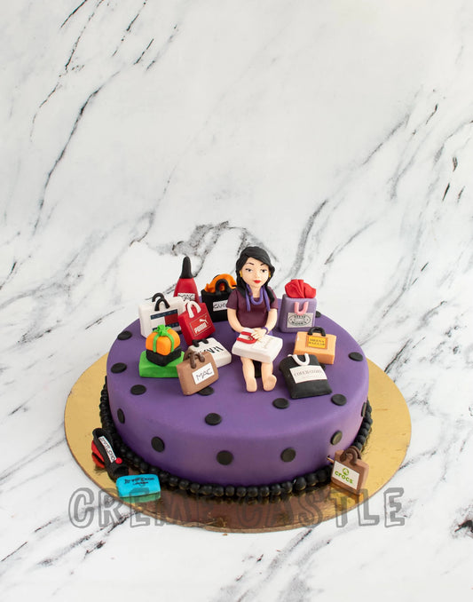 Makeup Theme Cake in Purple by Creme Castle