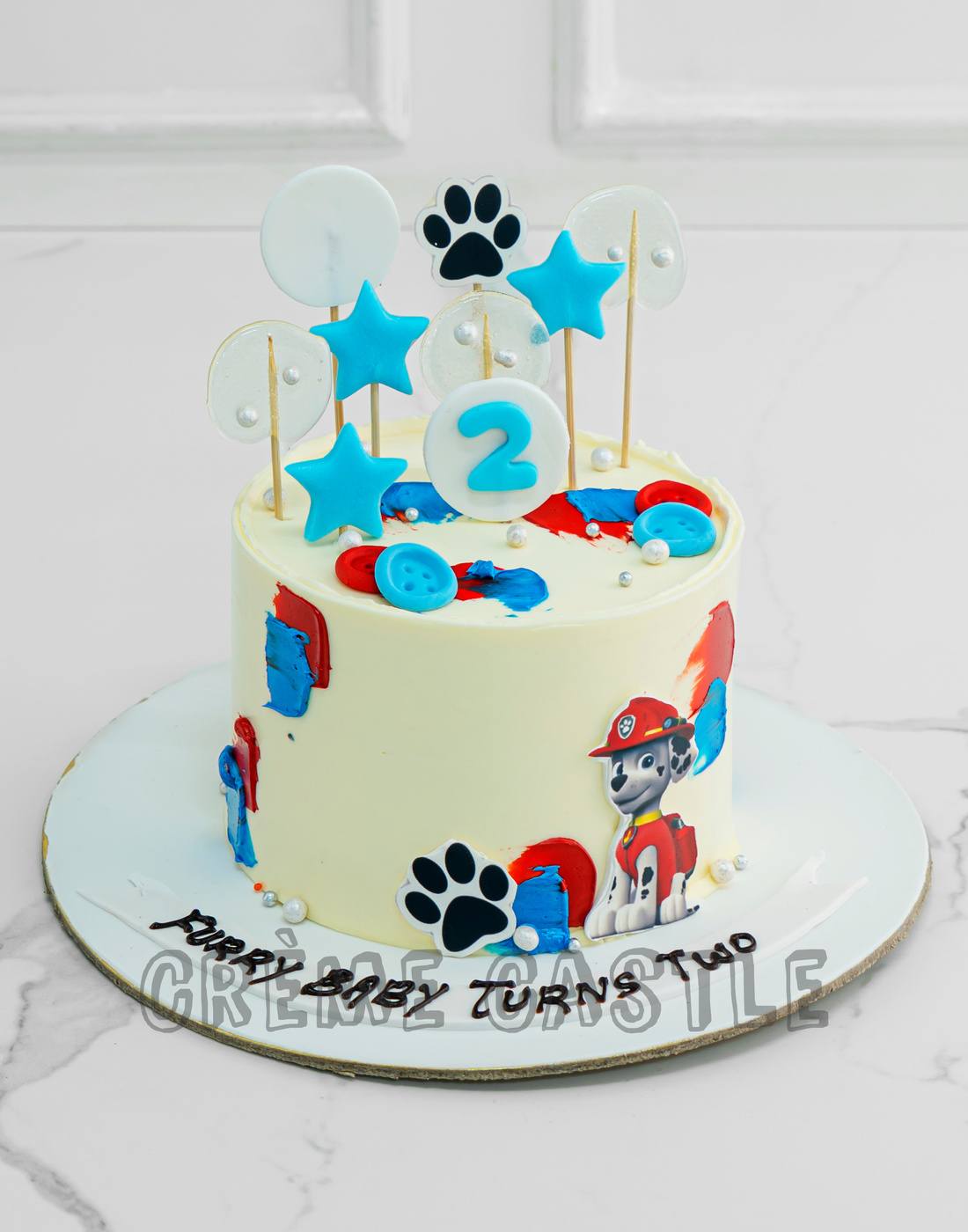 Paw Patrol Theme Cake in White by Creme Castle