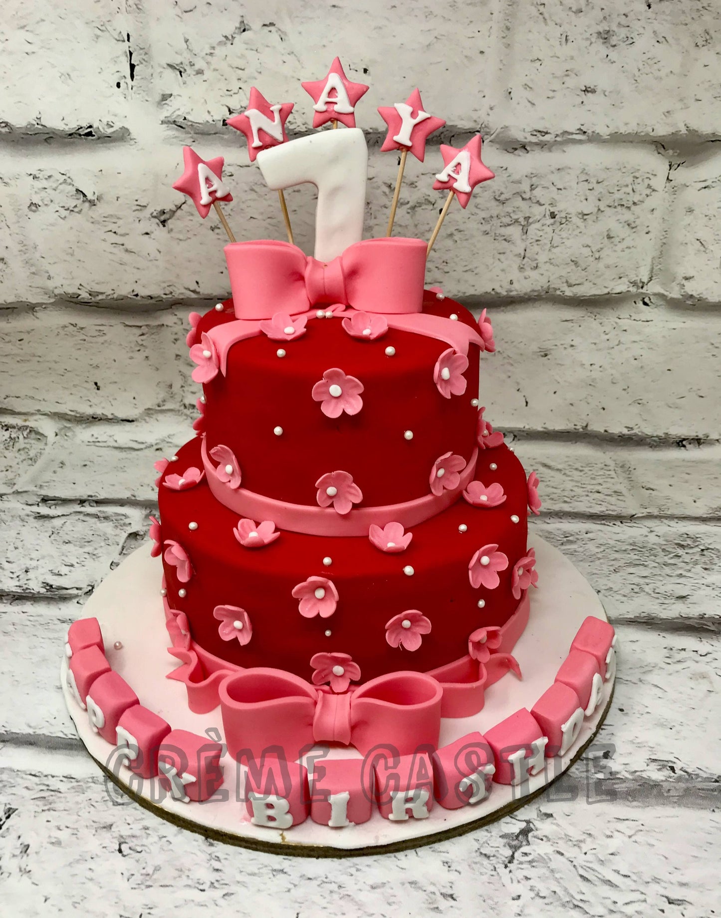 Red Blocks Cake Creme Castle