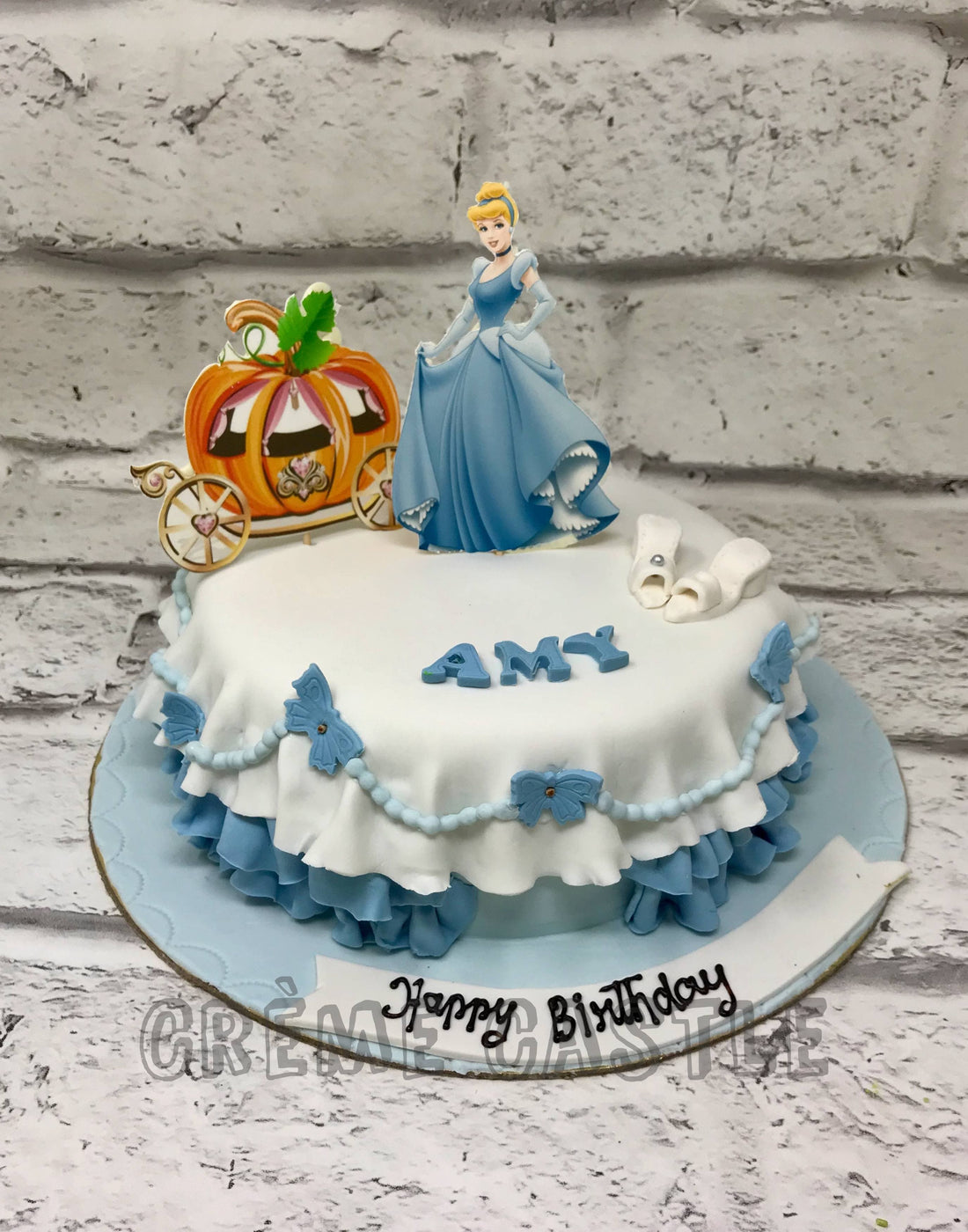 Cinderella Theme Cake in Frills by Creme Castle