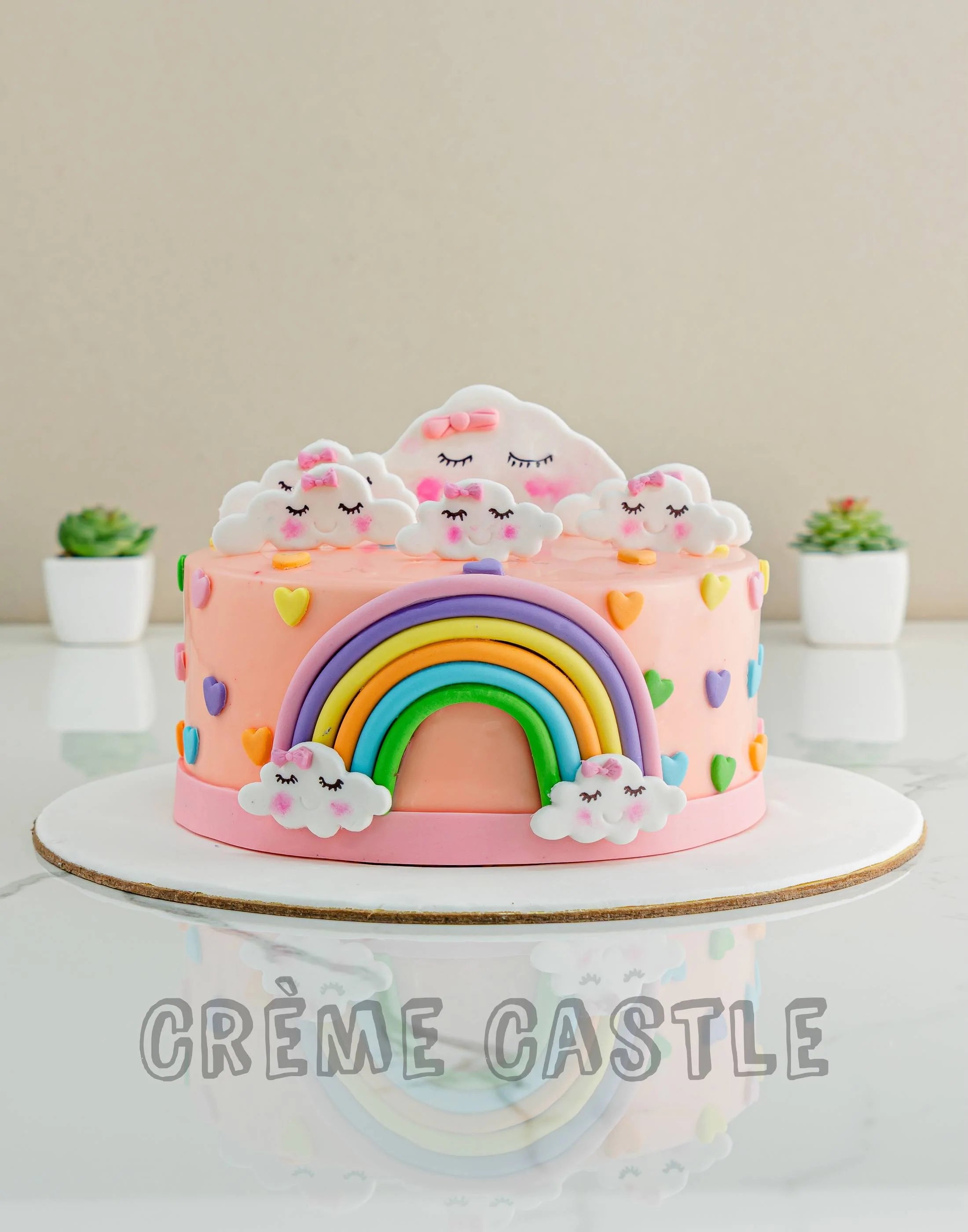 Little Girl and Rainbow Theme Cake