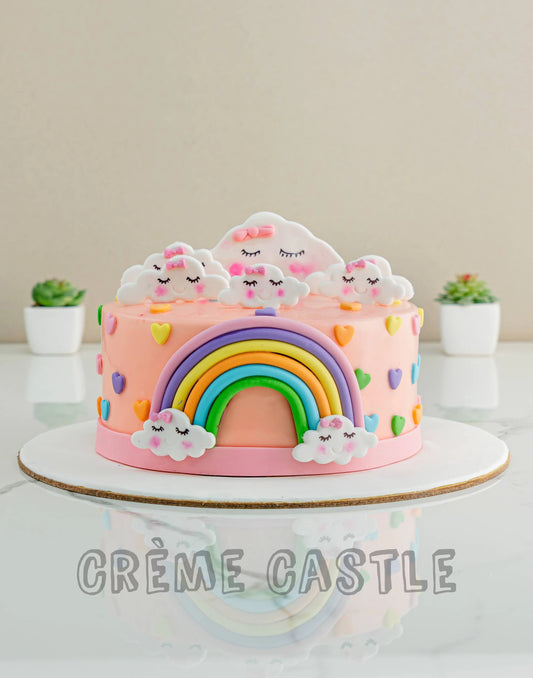 Rainbow Theme Cake with Clouds by Creme Castle