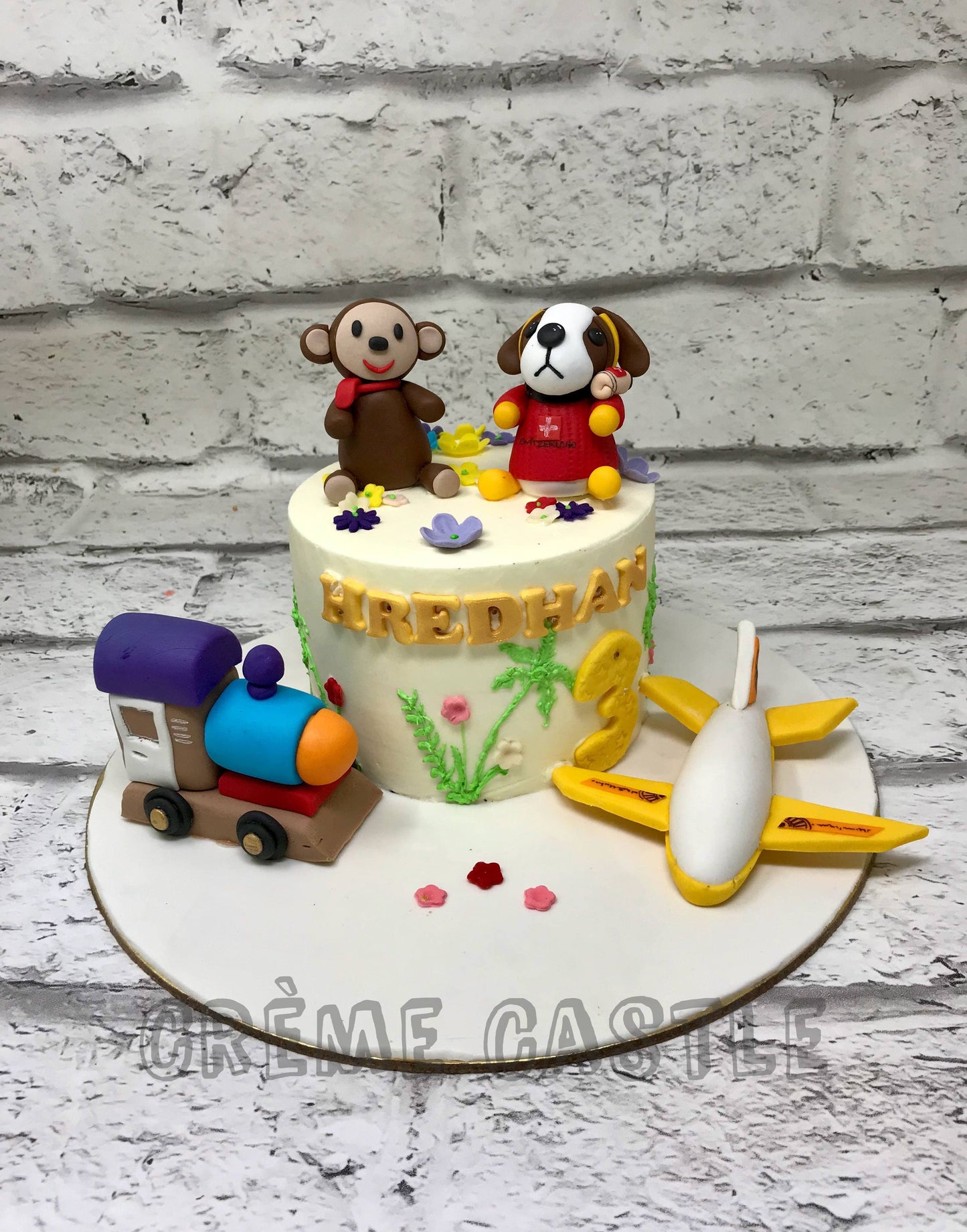 Monkey Dog Train Cake