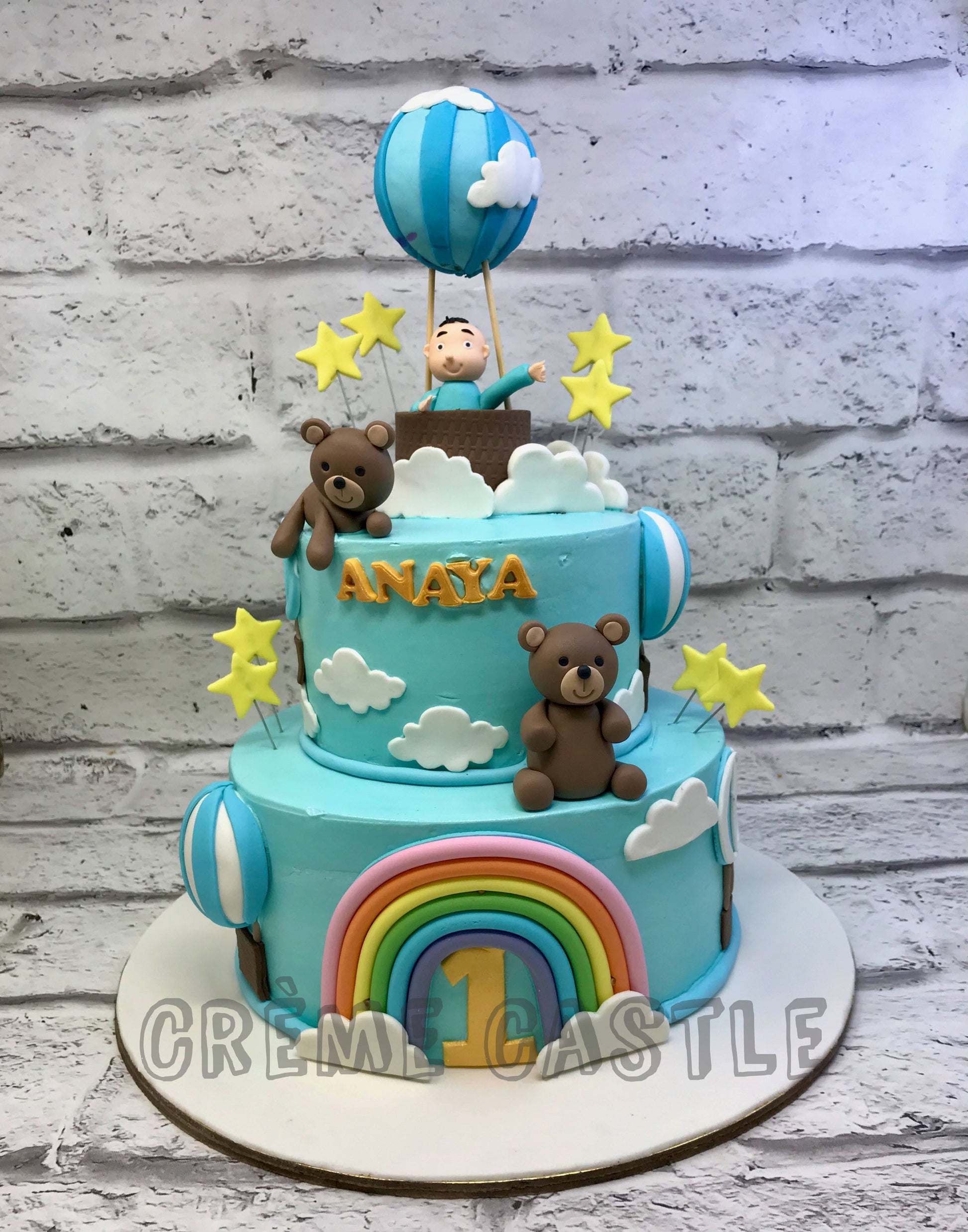 Teddy Balloon Rainbow Cake