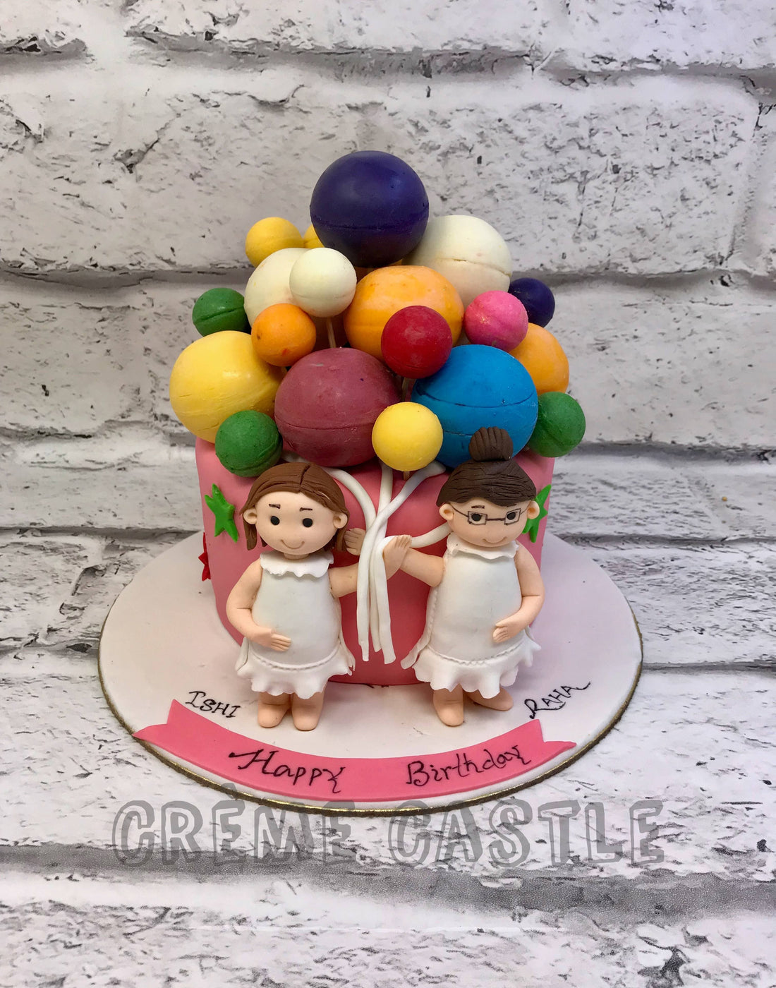 Twins with Balloons Cake