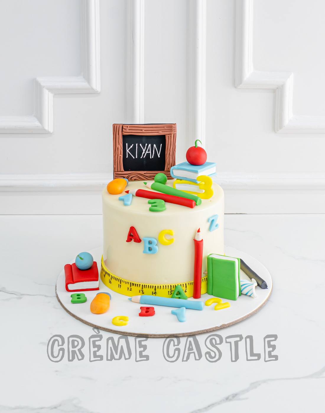 School Theme Cake with Pencils by Creme Castle