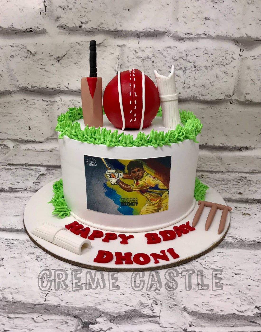 Cricket Theme Cake in White by Creme Castle