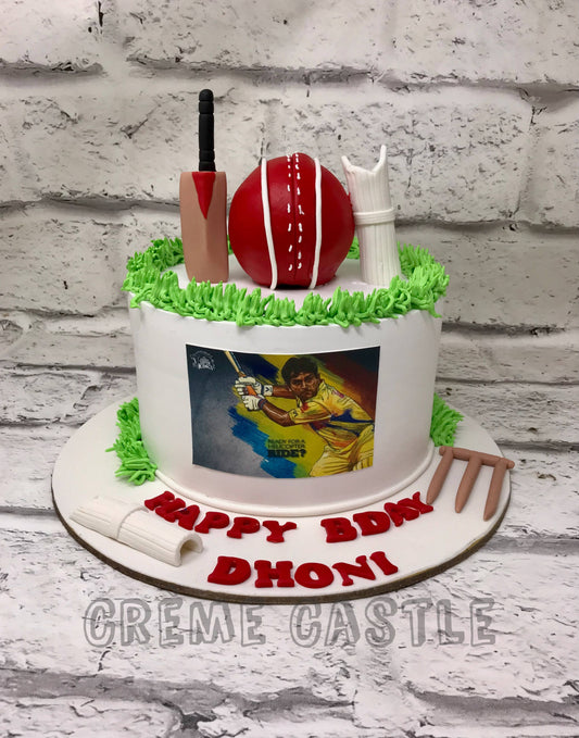 Cricket Theme Cake in White by Creme Castle