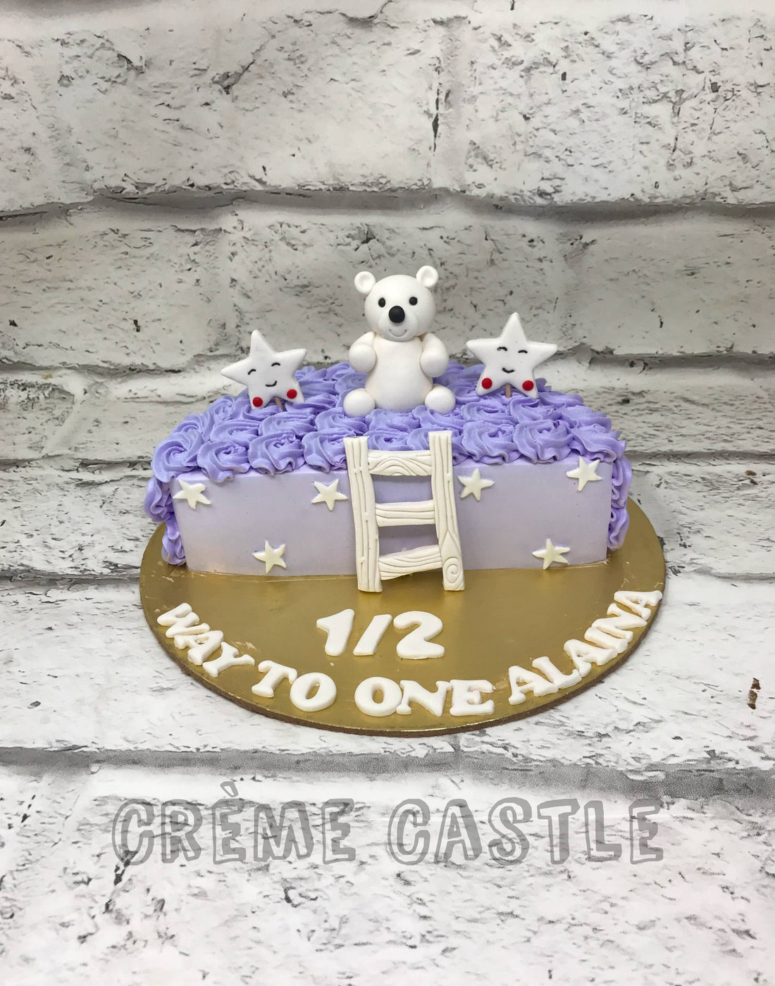 6 Months theme cake in Cream by Creme Castle