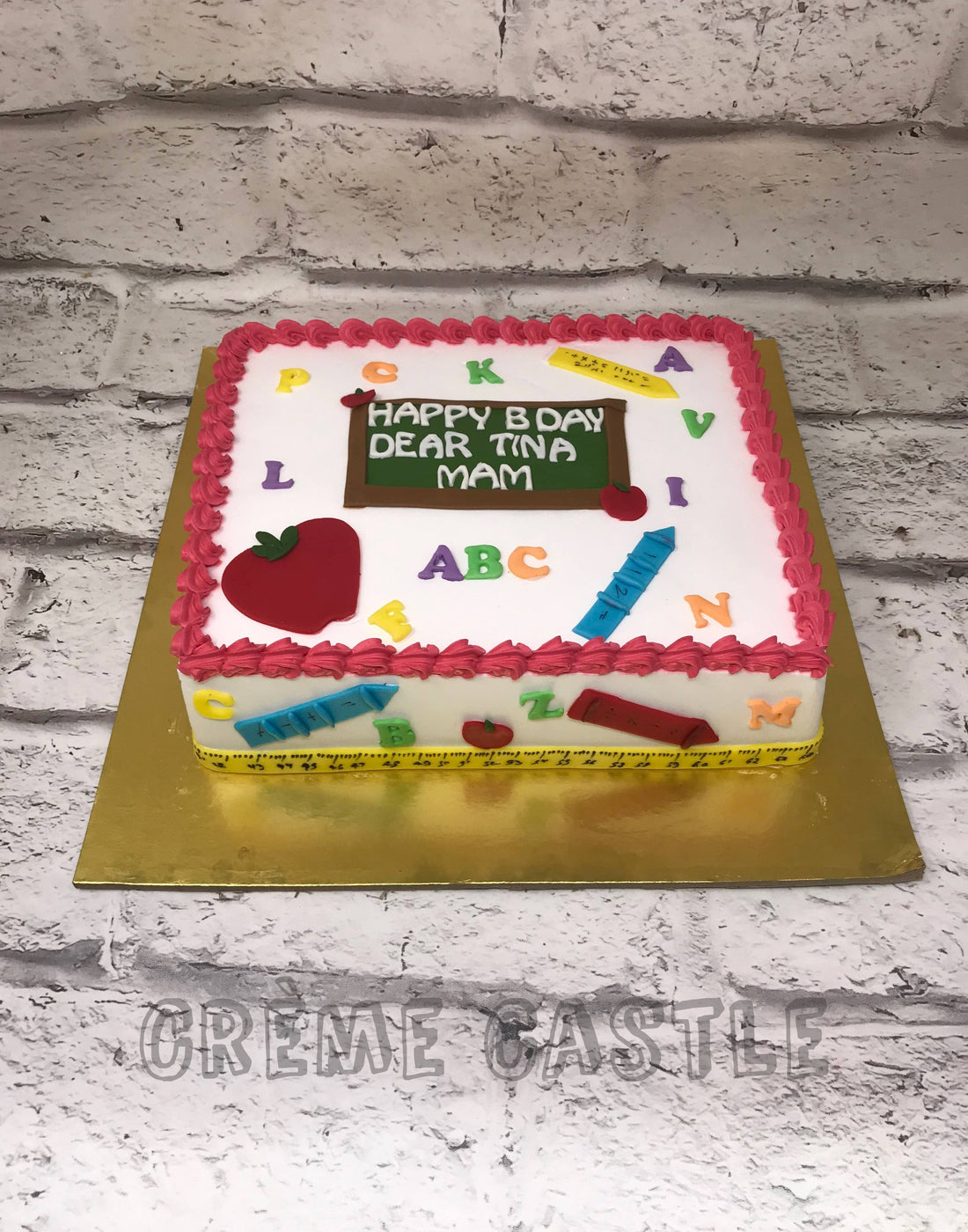 School Theme Cake in Rectangle by Creme Castle