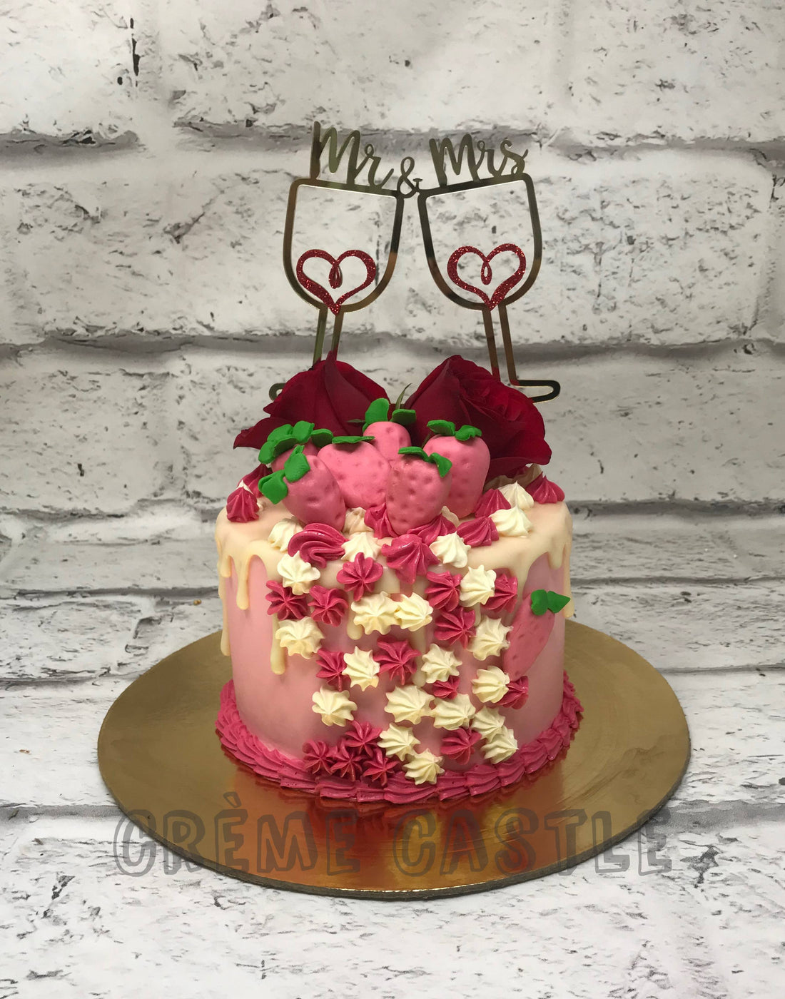 Clinking Glass Floral Cake
