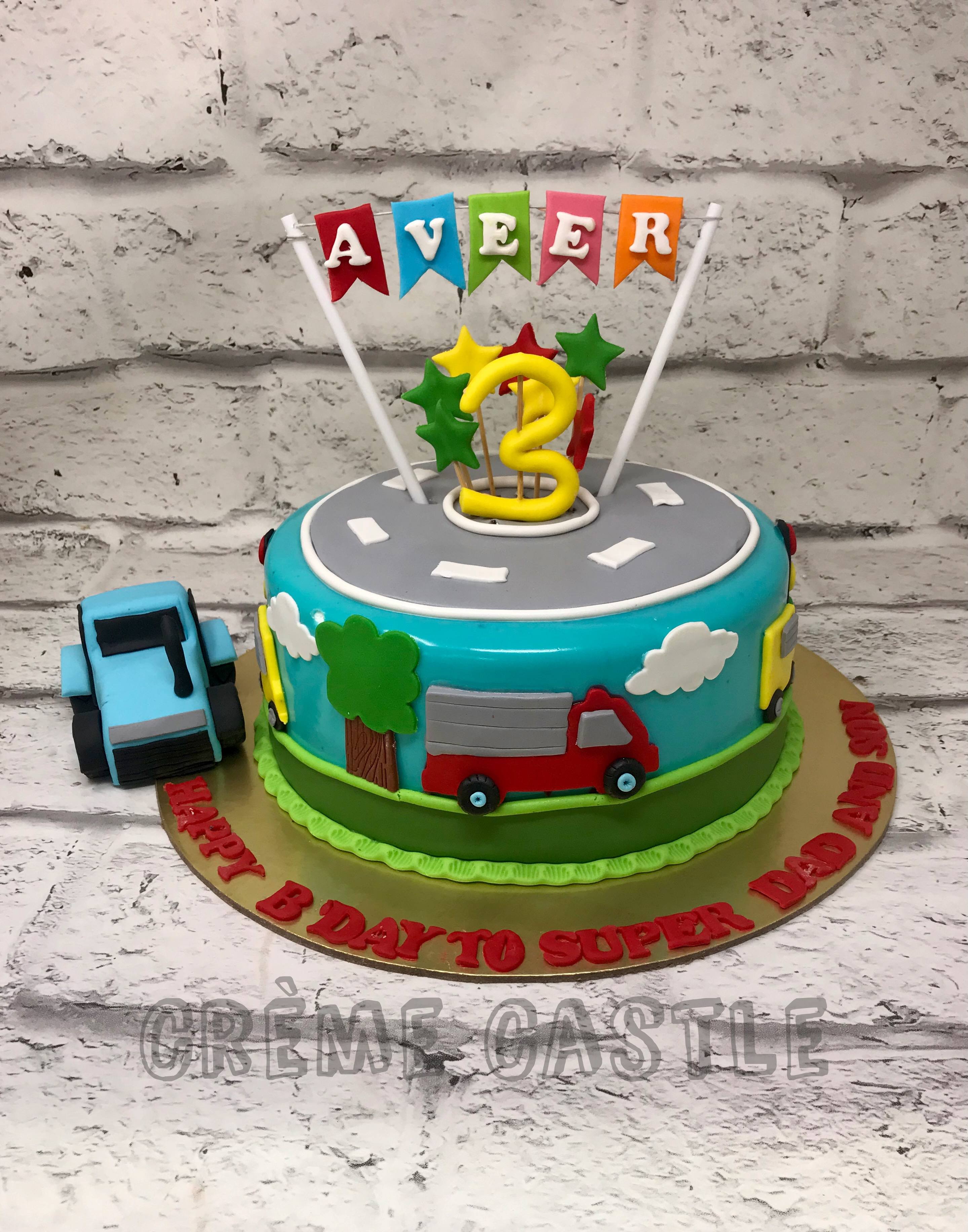 Transportation Birthday Cake {Car, Truck, Tractor, & 4-Wheeler}