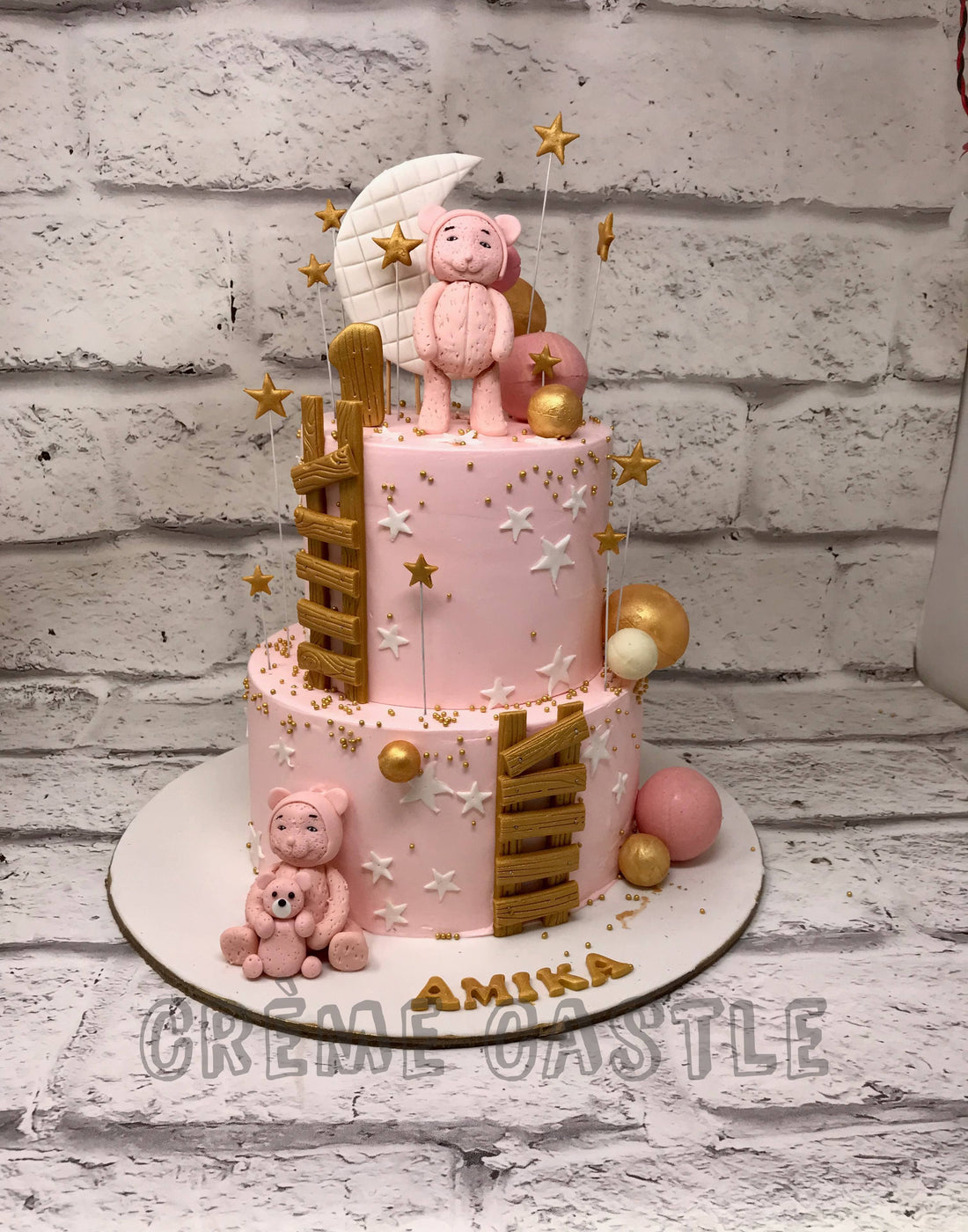 Ladder Pink Teddy Cake