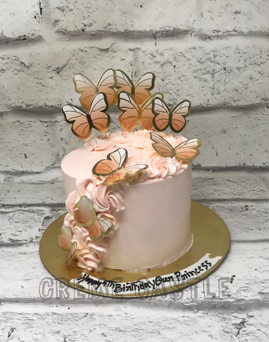 Butterfly Theme Cake in Peach by Creme Castle