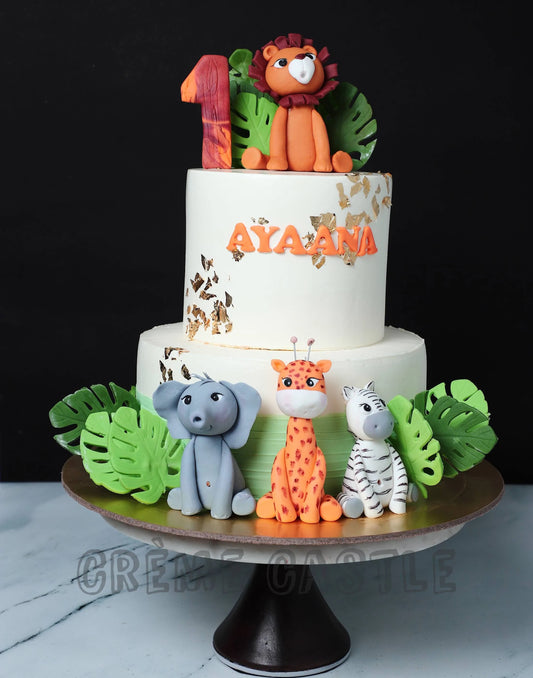 Jungle Theme Cake in 2 Tier by Creme Castle