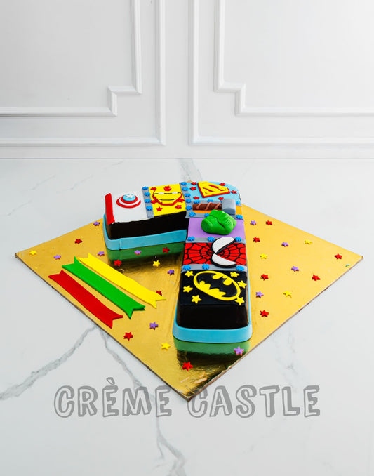 Avengers Cake in Number Theme by Creme Castle