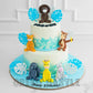 Pastel Blue Jungle Cake