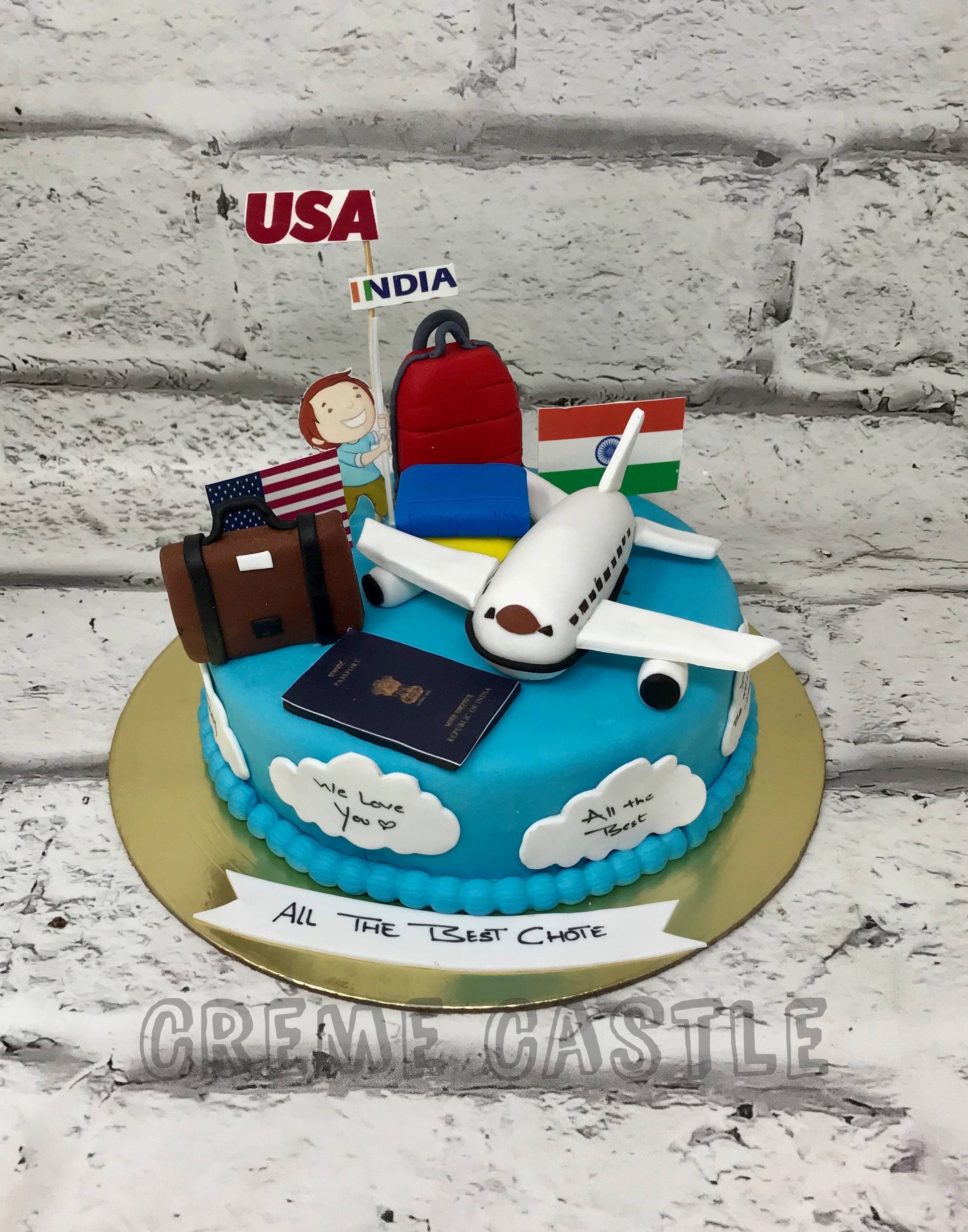 India USA Farewell Cake Creme Castle