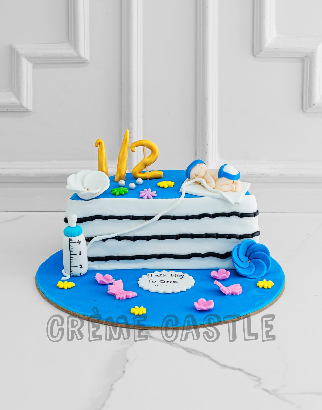 Buy Half Month Celebration Vanilla Cake-Blue Creamy Half Cake