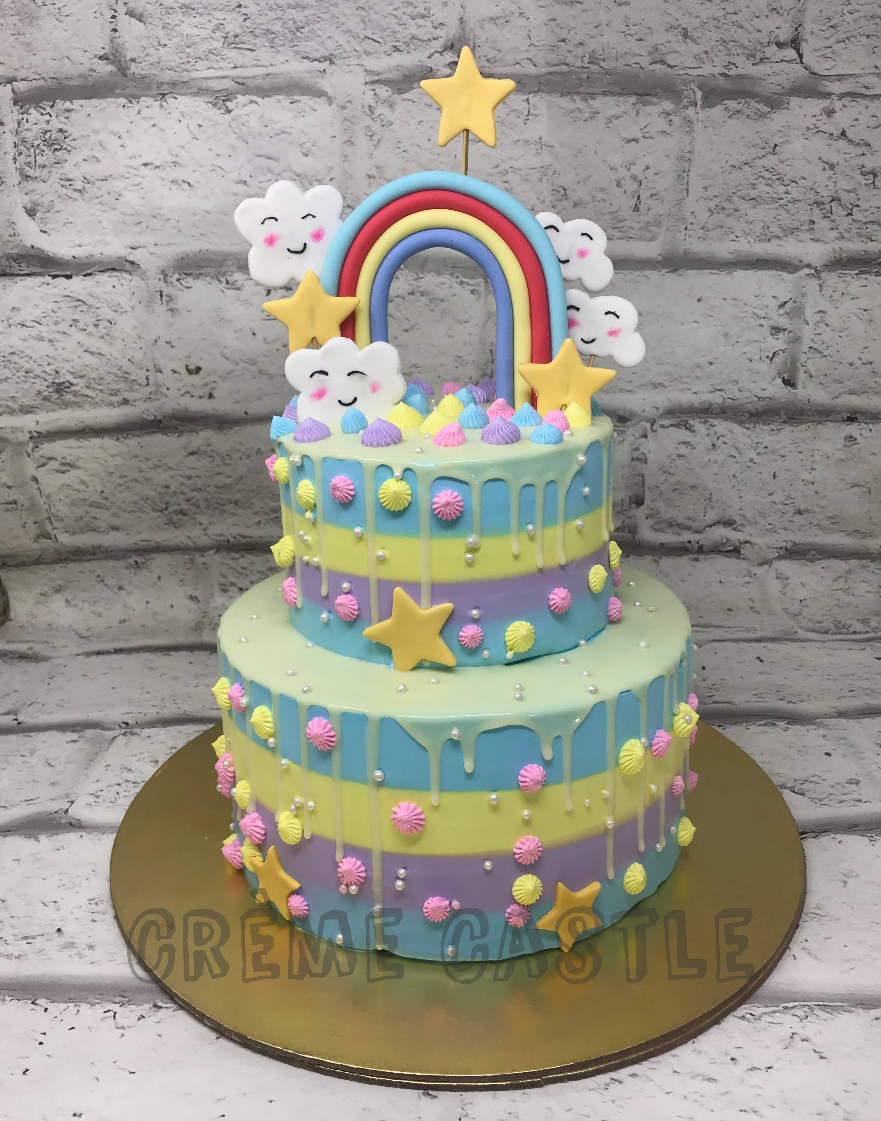 Rainbow Layer Cake with Cream Cheese Frosting