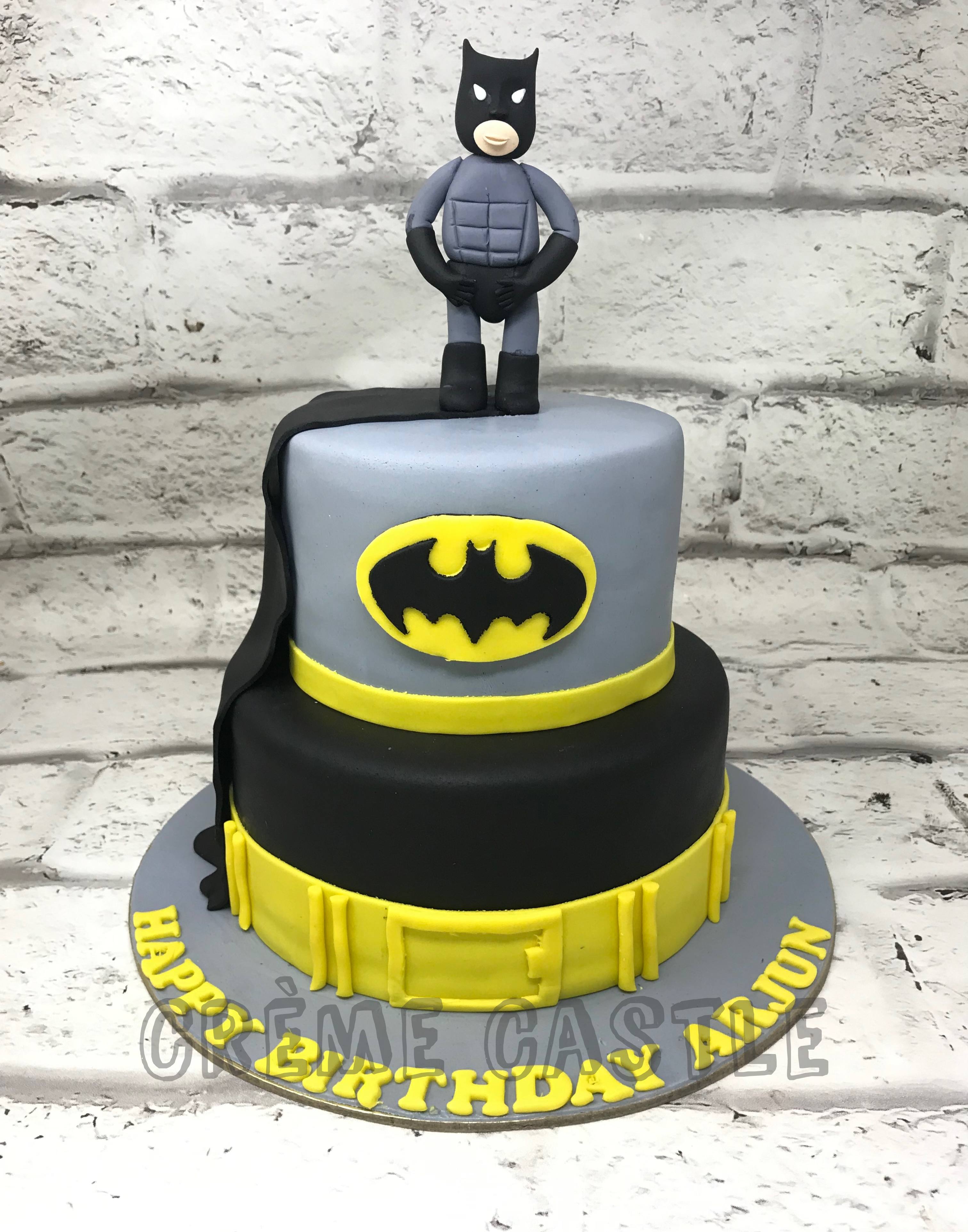 Batman Logo Fondant Cake - Dough and Cream